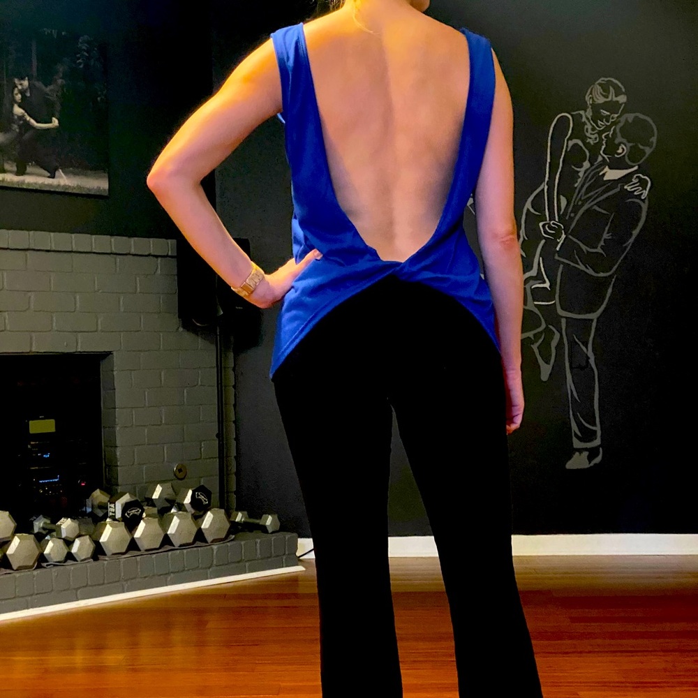 Cobalt Blue Backless Knot Tee
